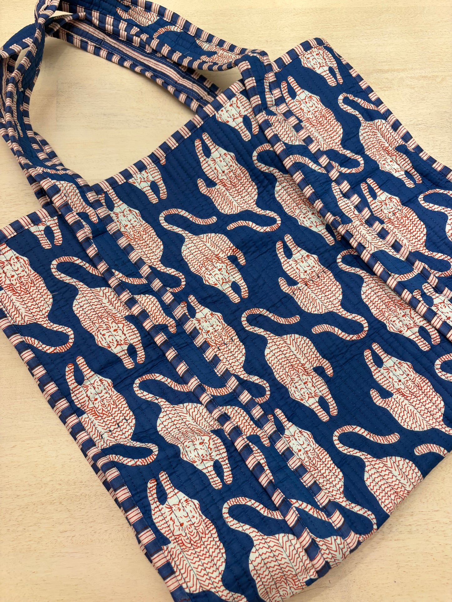 Embroidered Quilted Tote Bag