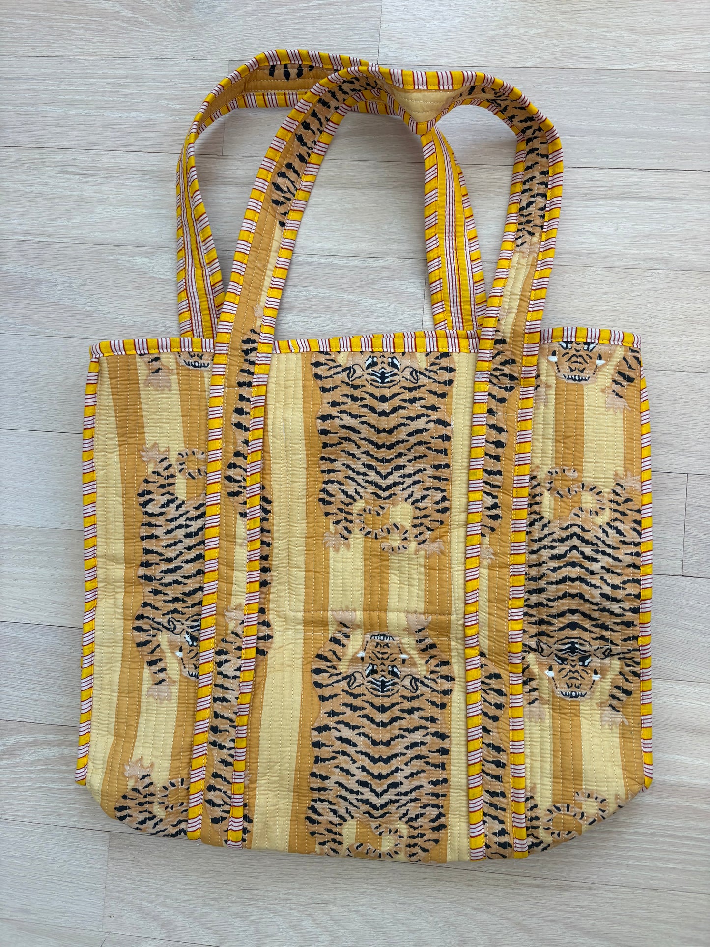 Embroidered Quilted Tote Bag