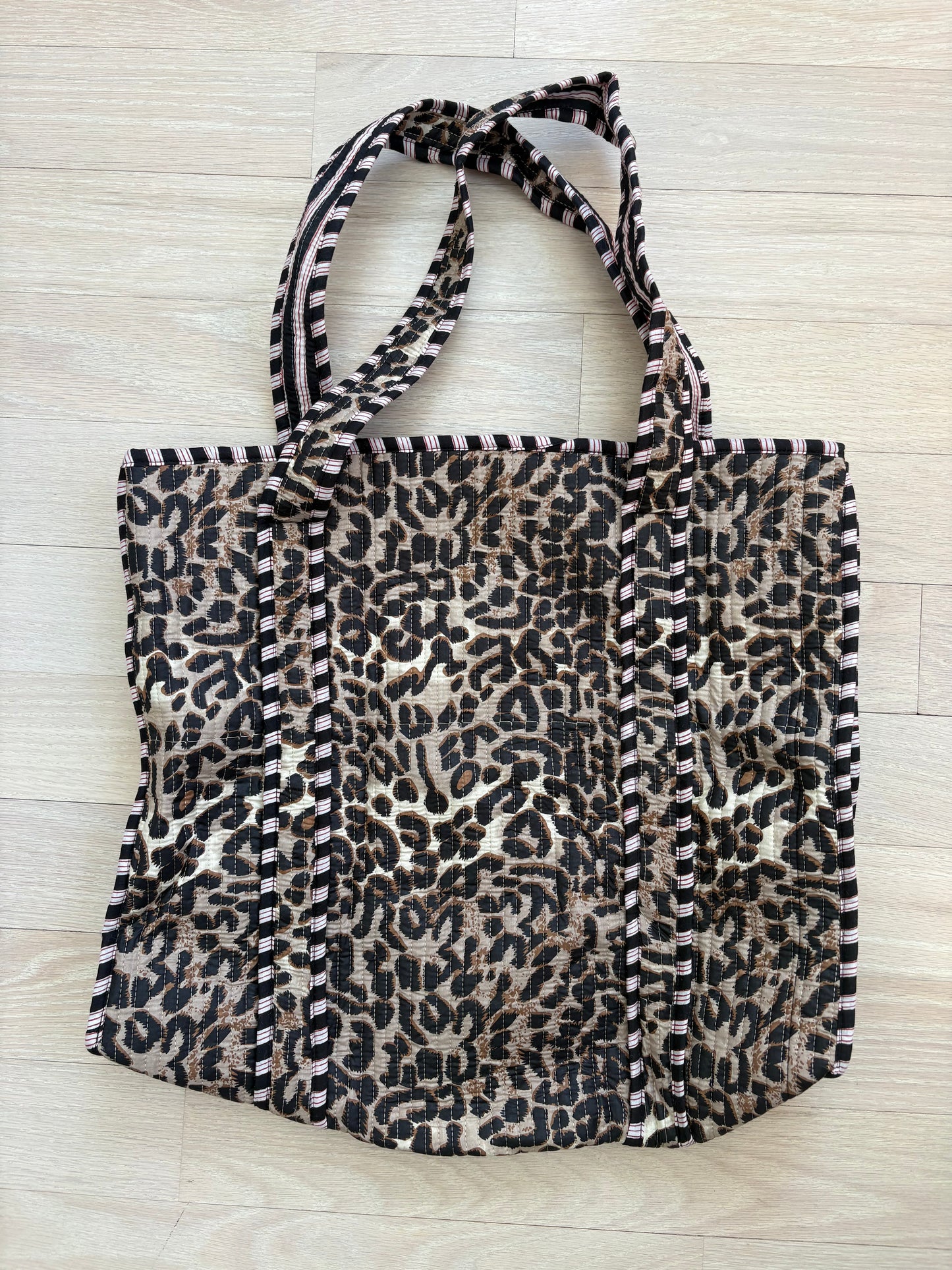 Embroidered Quilted Tote Bag