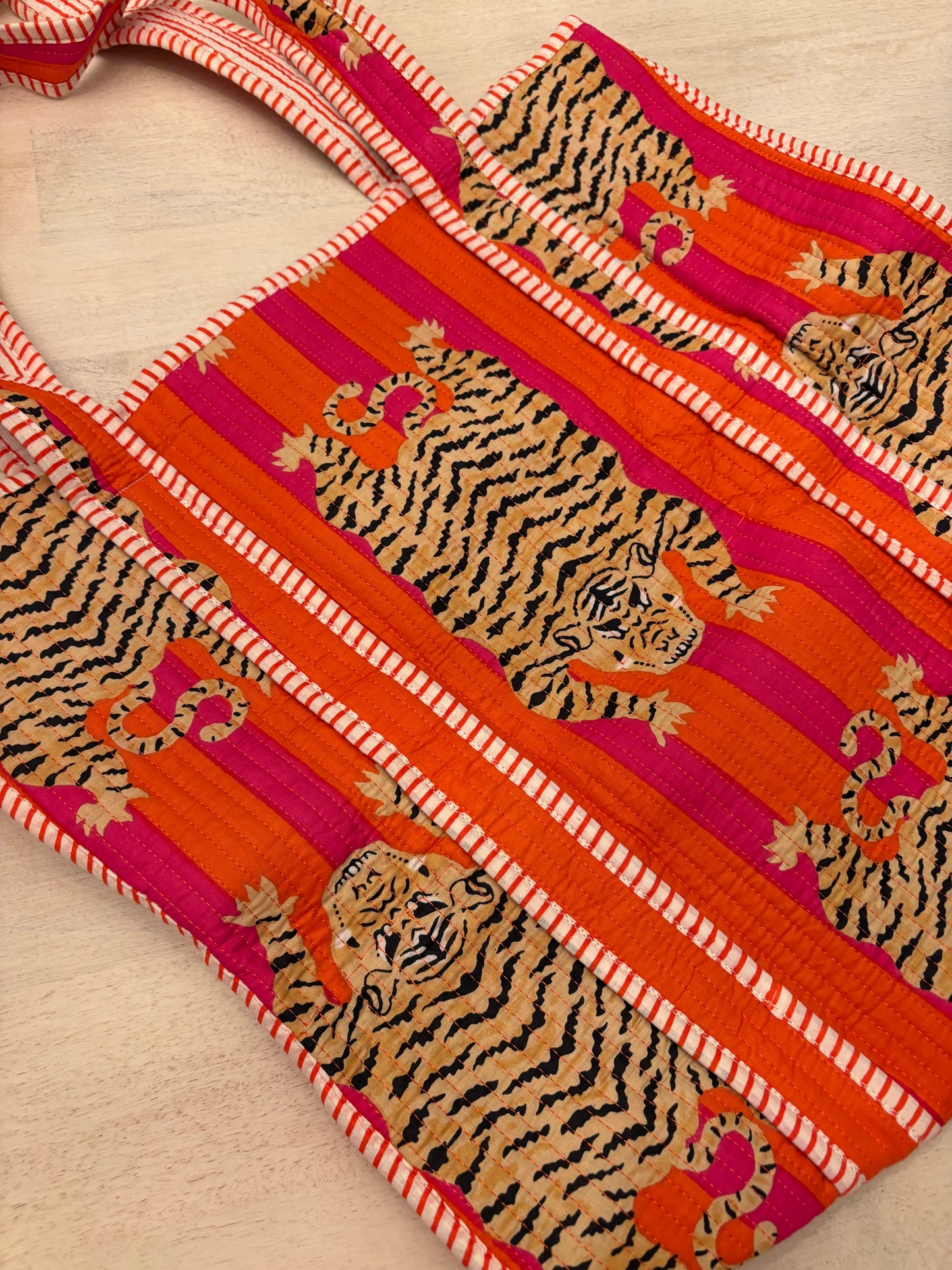 Embroidered Quilted Tote Bag