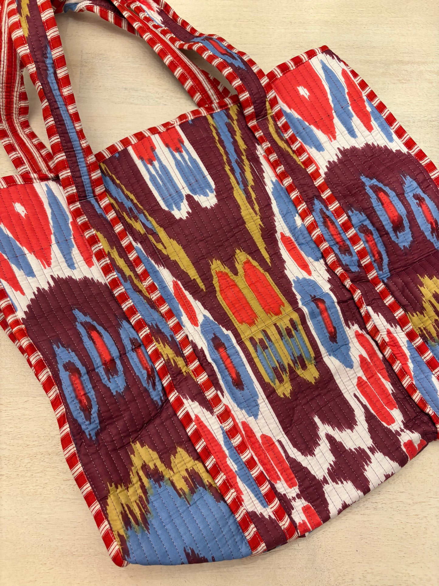 Embroidered Quilted Tote Bag