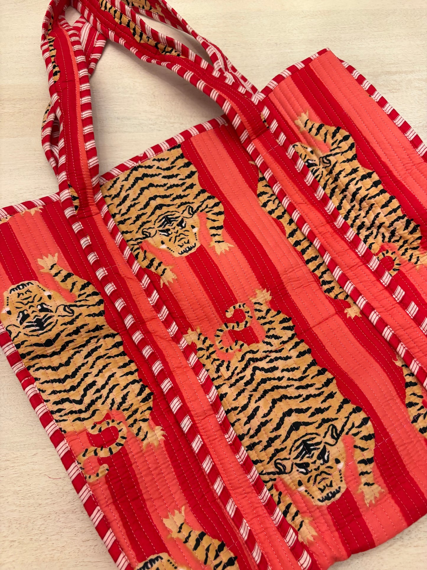 Embroidered Quilted Tote Bag