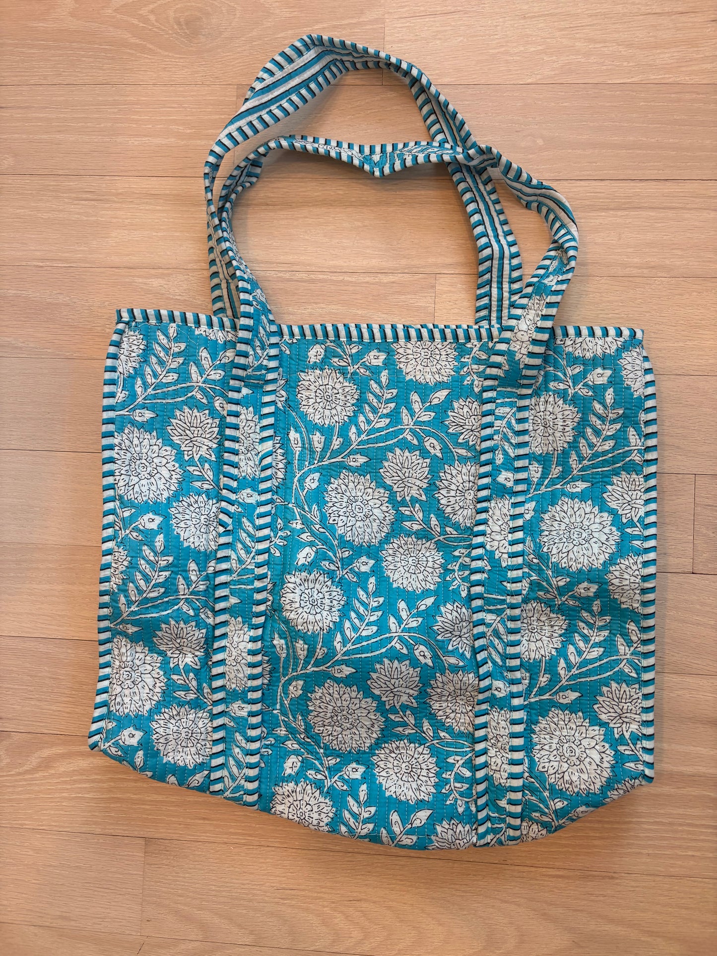 Embroidered Quilted Tote Bag