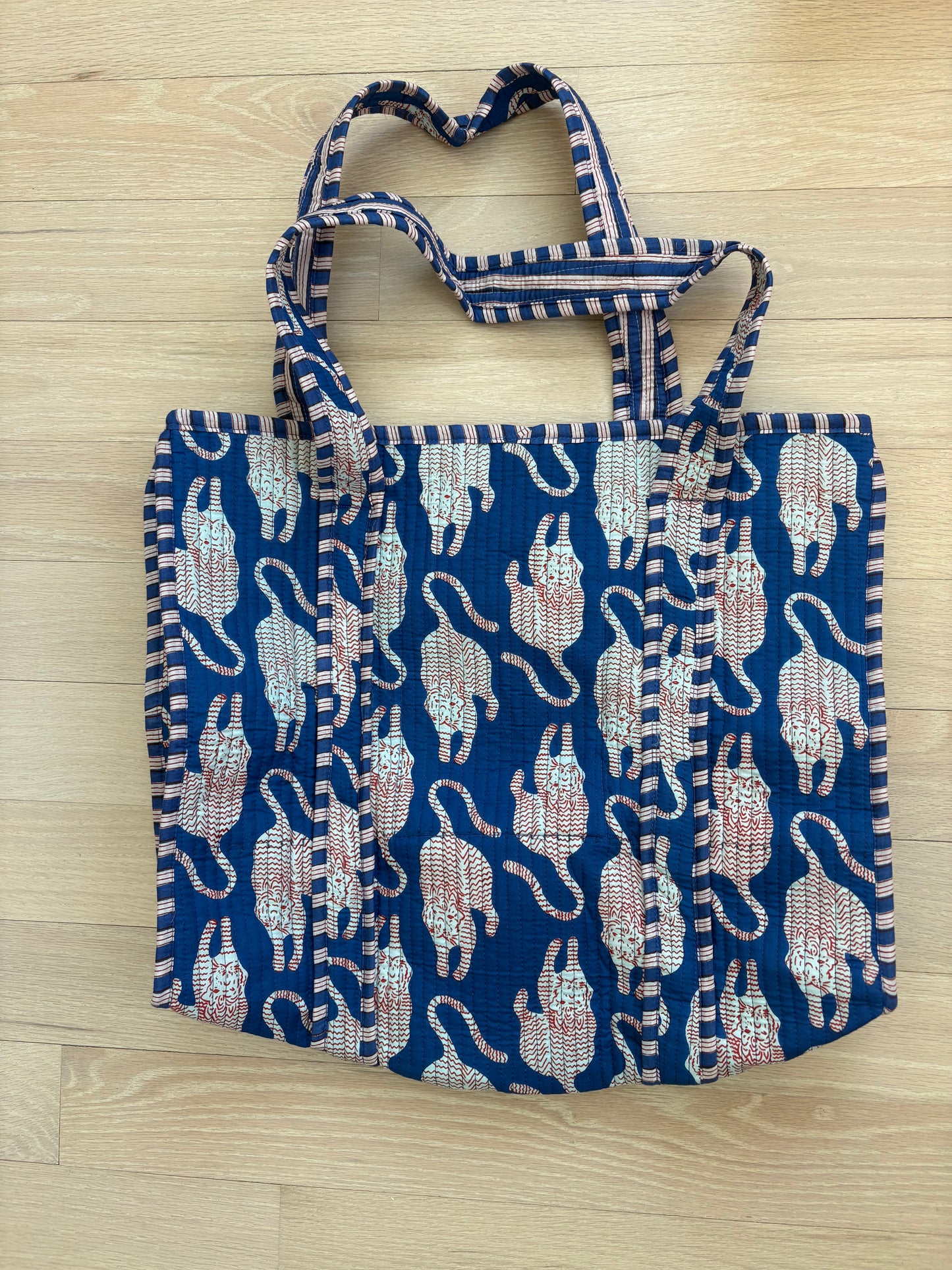 Embroidered Quilted Tote Bag