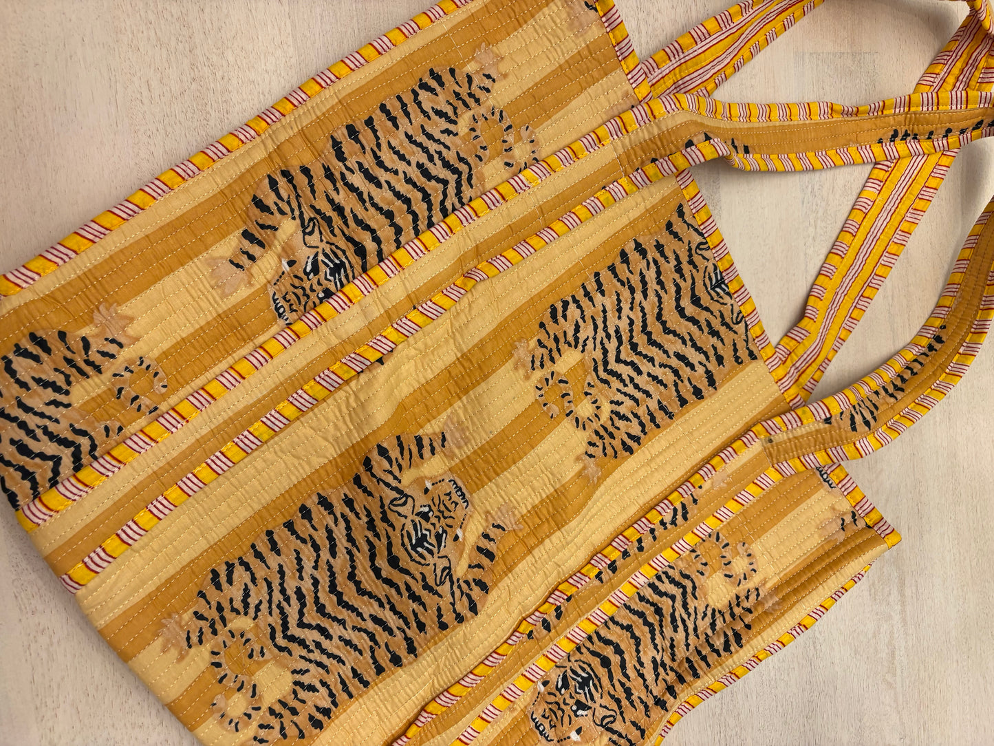 Embroidered Quilted Tote Bag