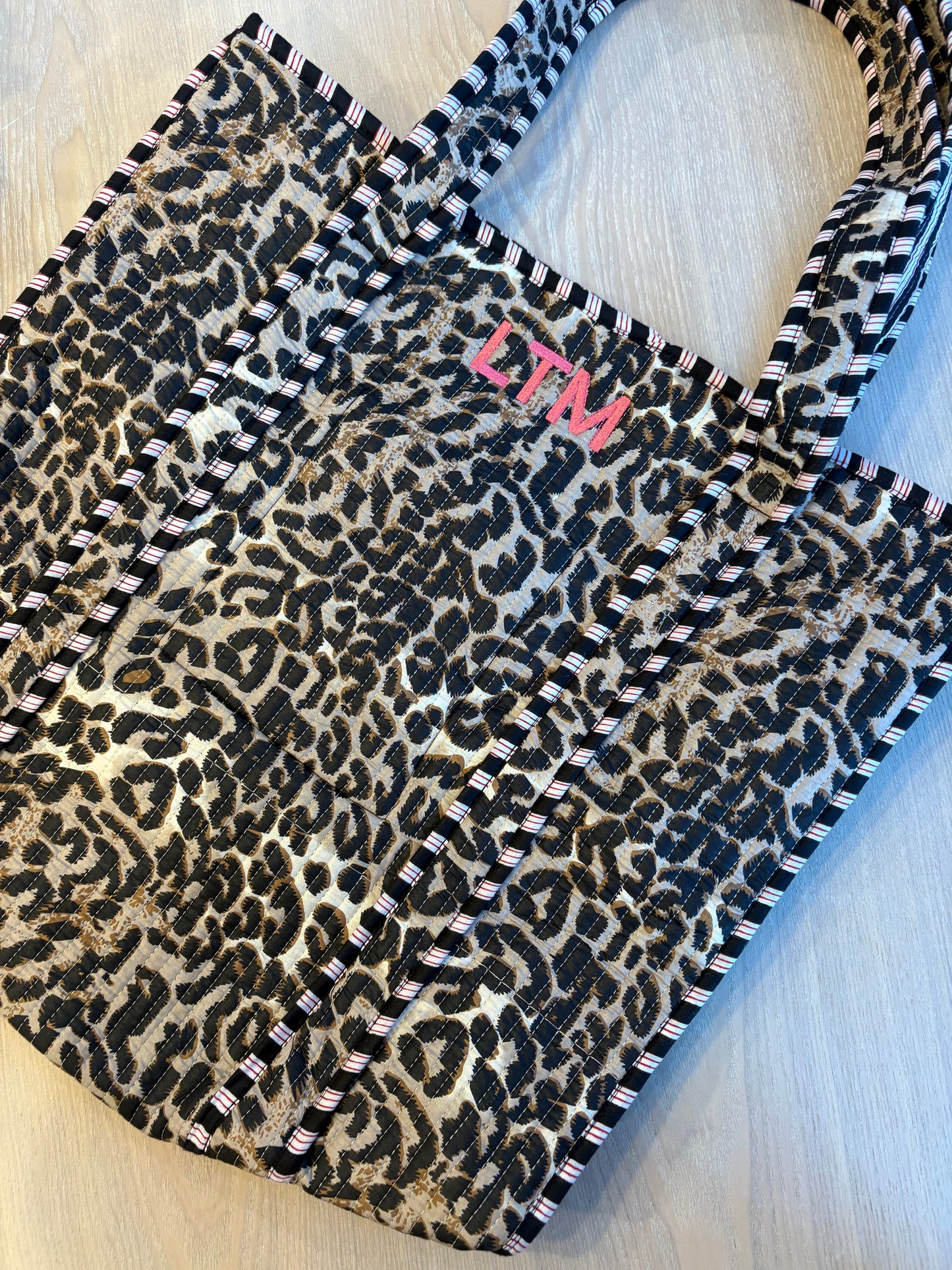 Embroidered Quilted Tote Bag