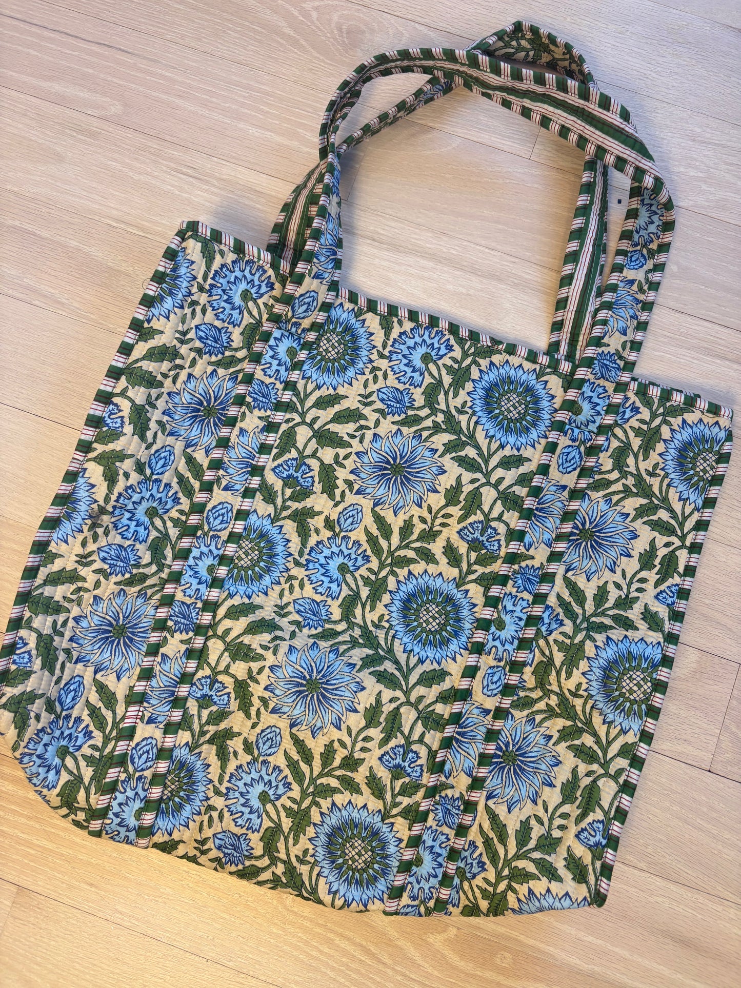 Embroidered Quilted Tote Bag