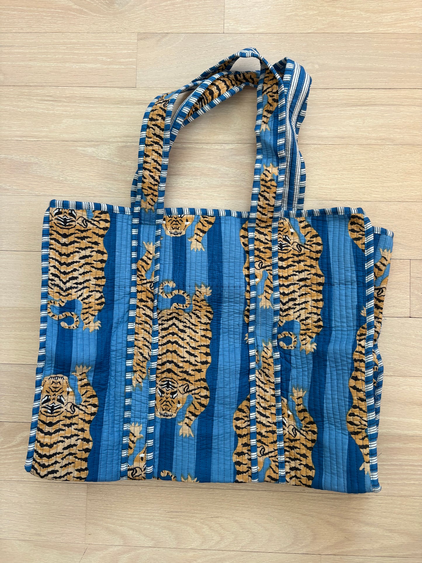Embroidered Quilted Tote Bag